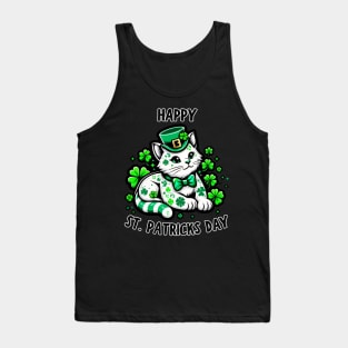 Shamrock Irish Cat Graphic Saint Patrick Day for Cat Lovers Tank Top